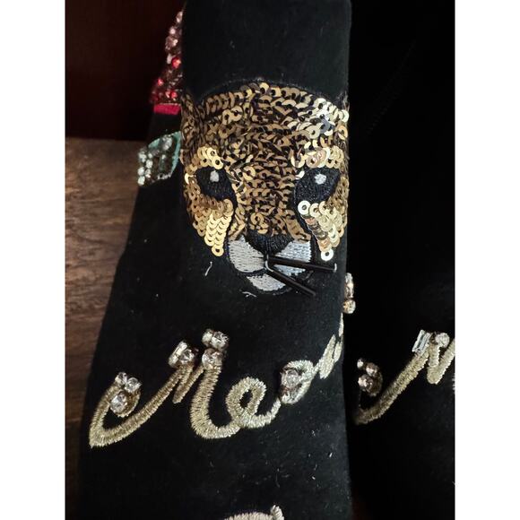 Kate Spade 7.5 Suede Black Embellished Edgy Baddie Glam Ankle Boots Sequin - Picture 8 of 8